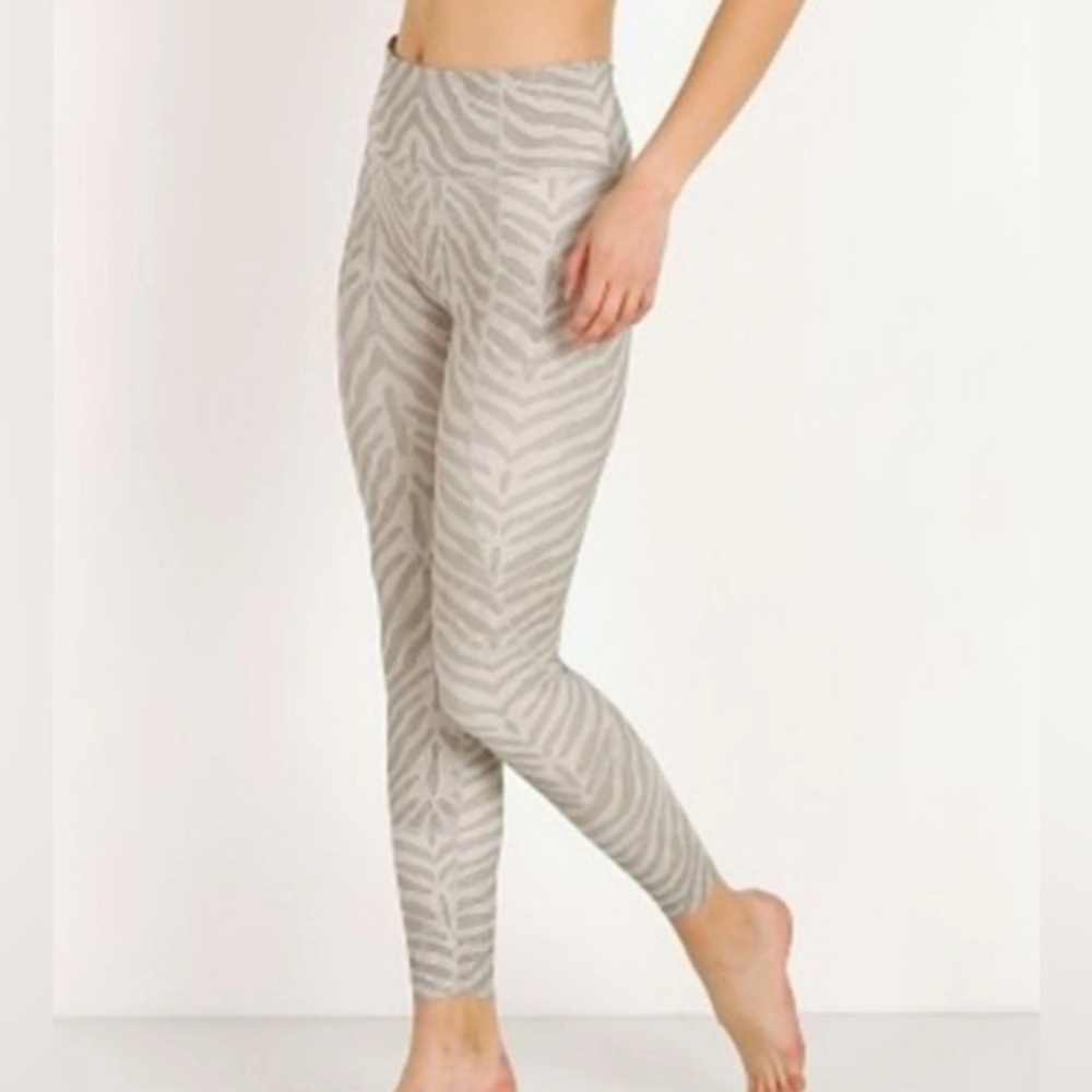 Varley Beige Zebra Print High-Waist Leggings
